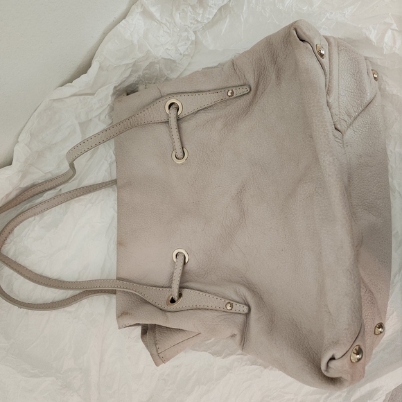 Jimmy Choo Cream Shoulder Bag Grey Gray Handle Purse Designer Leather Fashion - Picture 4 of 11